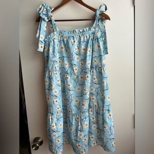 Blue floral print mini dress